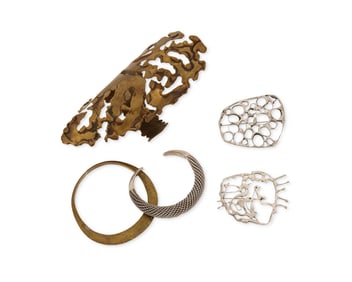 A group of modernist-style art jewelry