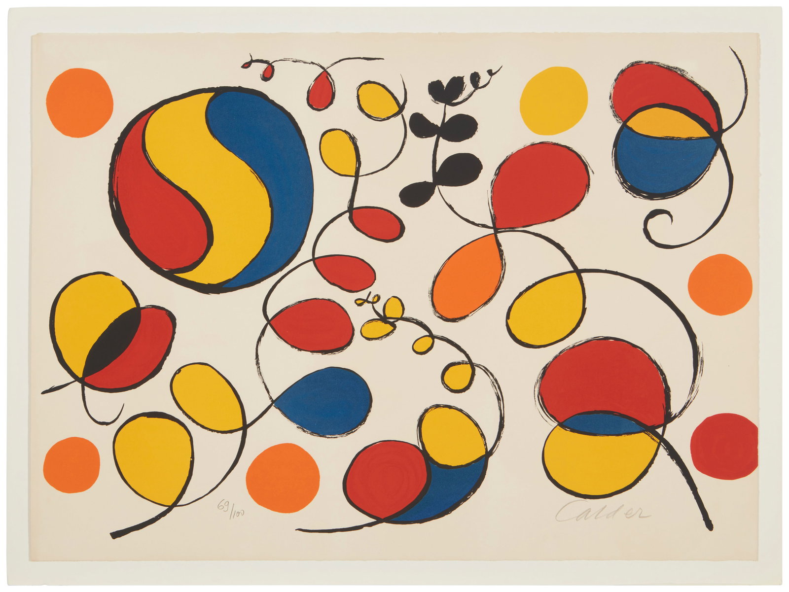 Alexander Calder (1898-1976), "L'espoir du Volubius," 1973: Alexander Calder(1898-1976)"L'espoir du Volubius," 1973Lithograph in colors on cream wove paperEdition: 69/100 (aside from the edition in 50 in Roman numerals on Japon paper)Signed and numbered in pen