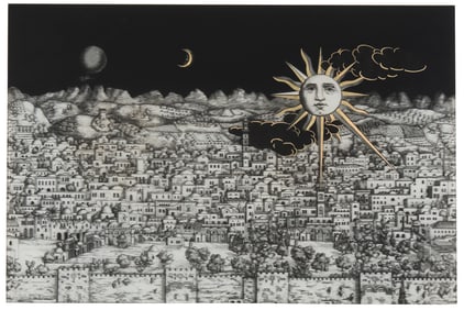 Piero Fornasetti (1913-1988) "Jerusalem" glass wall panel