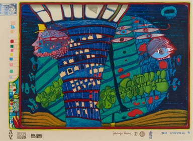 Friedensreich Hundertwasser (1928-2000), "Exodus into Space," from the "Look at it on a Rainy Day