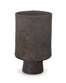 Otto Natzler (1908-2007), A glazed earthenware cylindrical vase form, 1990