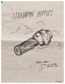 Raymond Pettibon (b. 1957), "Goddamn Hippies"