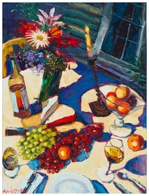 James Michalopoulos (b. 1951), Still life with fruit and wine, 1998