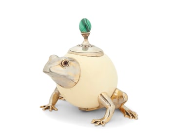Anthony Redmile (1940-2016), An ostrich egg frog-form trinket box, circa 1980s