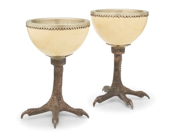 Anthony Redmile (1940-2016), A pair of ostrich egg goblets, circa 1980s