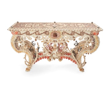 A shell-encrusted console table in the manner of Anthony Redmile (1940-2016)