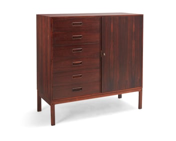 A Danish Modern rosewood highboy chest