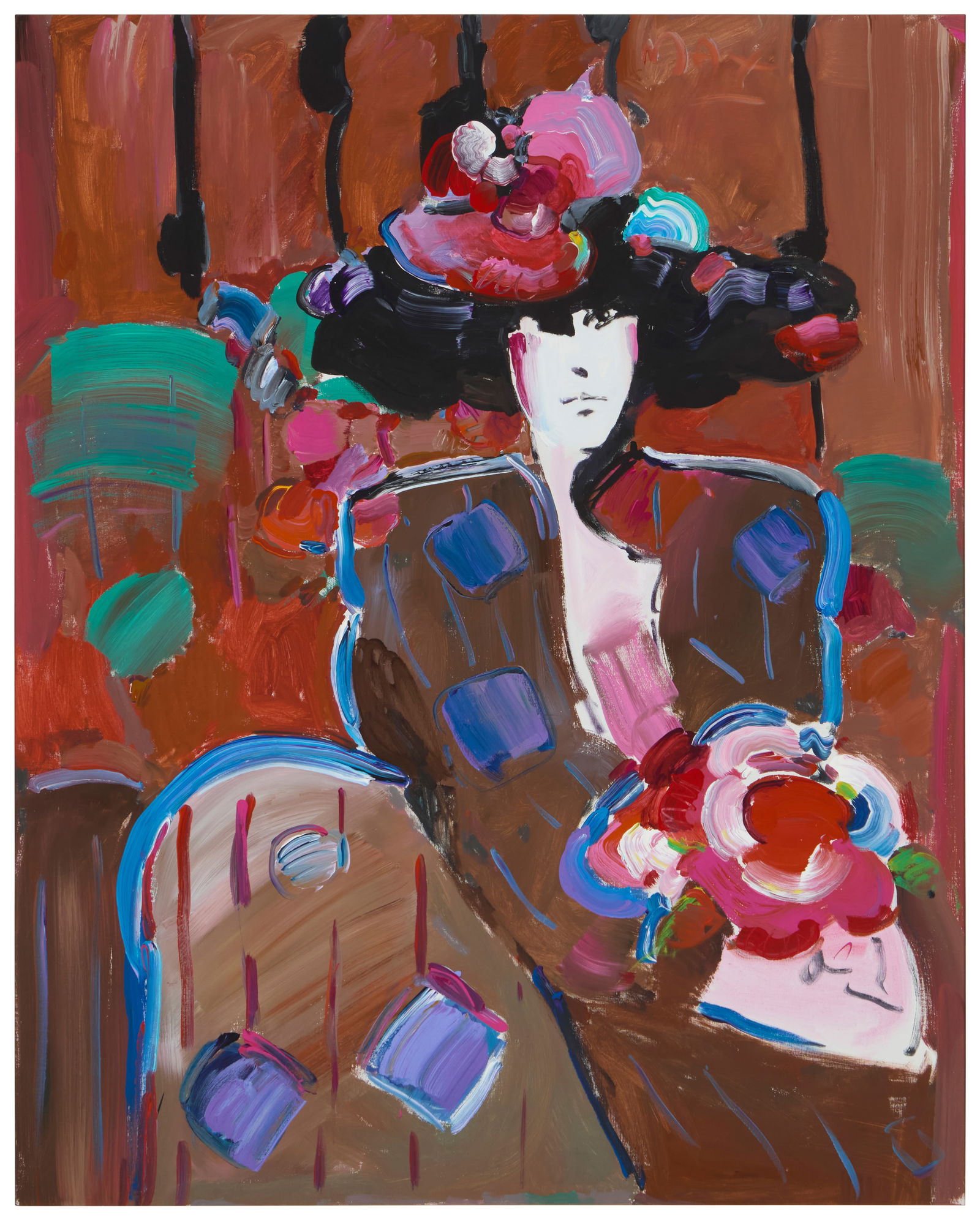 Peter Max (b. 1937), "Brown Lady III," 1988: Peter Max(b. 1937)"Brown Lady III," 1988Acrylic on canvasSigned upper center: Max; titled and dated on the certificate of authenticity60" H x 48" W Provenance:Hanson Art Galleries, Beverly