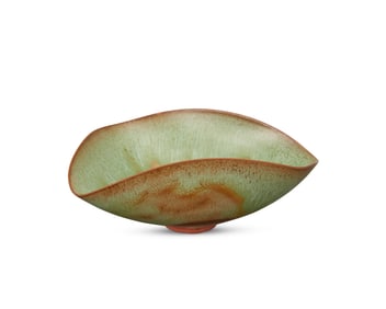 Gertrud and Otto Natzler (1908-1971 and 1908-2007), A green lava glazed bowl, mid-20th century