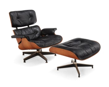 Charles and Ray Eames (1907-1978 and 1912-1988), An Eames lounge chair and ottoman for Herman