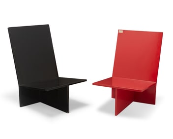Mario Armond Zamparelli (1921-2012), Two postmodern lacquered wood chairs, circa 1980s