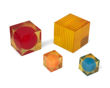 Enzo Mari (1932-2020), A group of 'Cubo' paperweights for Danese Milano, 1959-1963