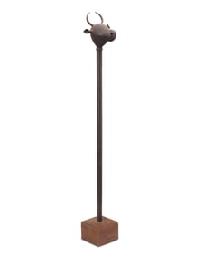 A Persian bronze ceremonial bull's head mace