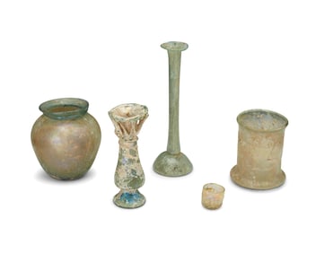 A group of Classical iridescent glass vessels