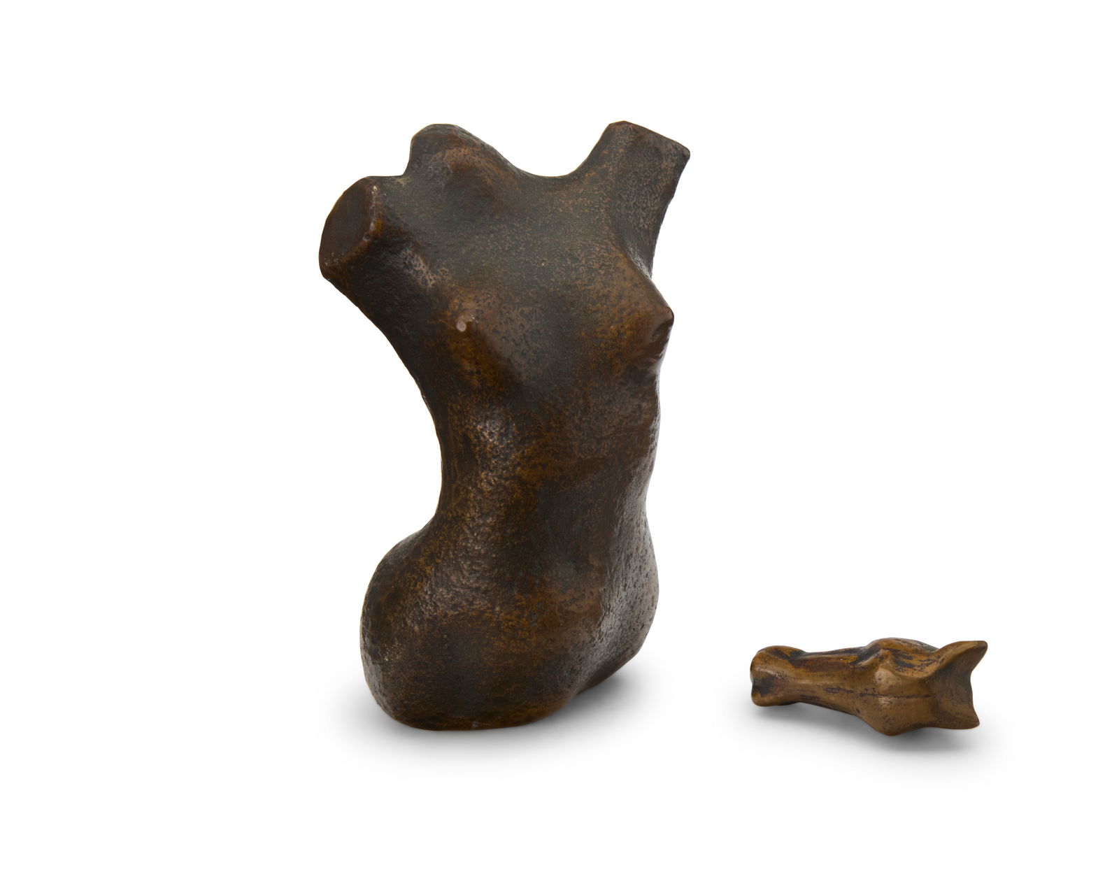 A bronze figural torso and horse head (1 of 3)