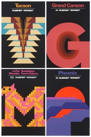 A group of four Hughes Airwest travel posters, designed by Mario Armond Zamparelli (1921-2012) and