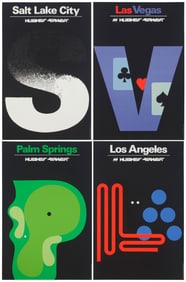 A group of four Hughes Airwest travel posters, designed by Mario Armond Zamparelli (1921-2012) and