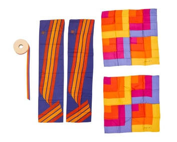 A group of Mario Armond Zamparelli and Company for Hughes Airwest hostess scarves and ribbon