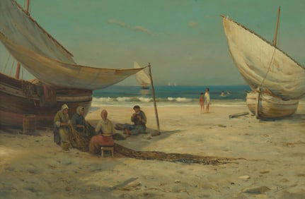 Angel Espoy (1879-1963), Fishing boats and figures