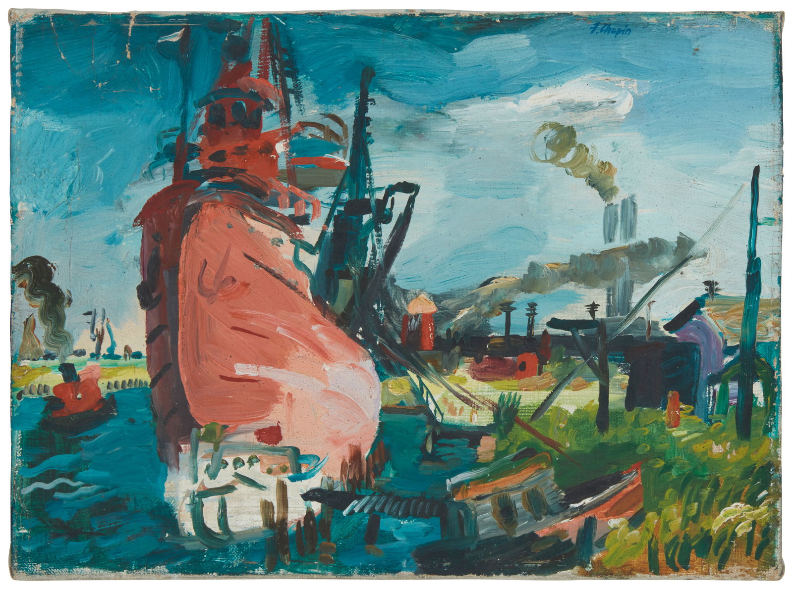 Francis Chapin (1899-1965), Tugboat: Francis Chapin(1899-1965)TugboatOil on canvasSigned upper right: F. Chapin9" H x 12" W
