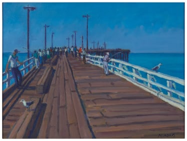 Martin Mondrus (1925-2020), Figures on a Pacific Pier