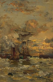Julius Yulevich Von Klever (1850-1924), "Ships at Sea"