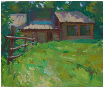 Sergei Bongart (1918-1985), Rustic cabin and fence