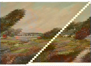 Josef Krotter (b. 1894), Farm in a pastoral landscape