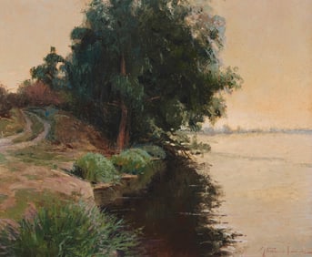 Steven Lee Adams (b. 1962), "Riverbank at Dusk (Loire River, France)," 2006