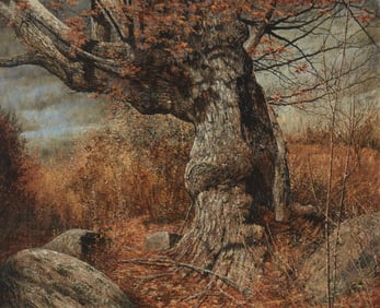 Gunter H. Korus (b. 1928), Tree in landscape, 1975