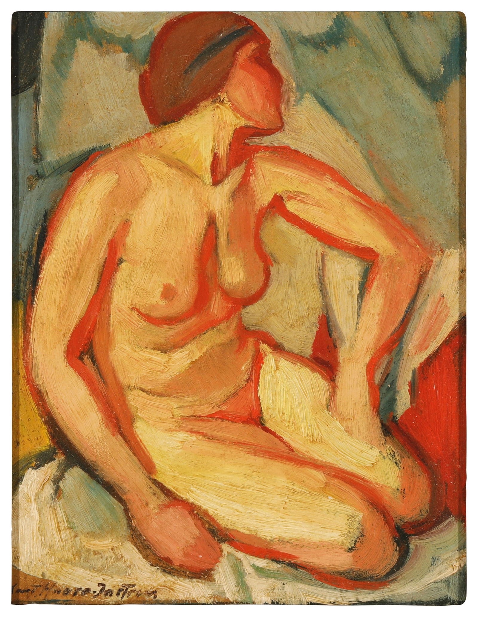 Kurt Haase-Jastrow (1885-1958), Seated nude: Kurt Haase-Jastrow(1885-1958)Seated nudeOil on artist's boardSigned lower left: Kurt Haase-Jastrow8.5" H x 6.5" W