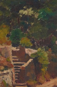 Attributed to Giulio Silva (1875-1967), Garden scene with staircase
