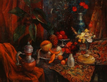 Jennie Tomao (1934-2011), Still life with fruit and flowers