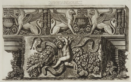 Giovanni Battista Piranesi (1720-1778), "Fregio antico di marmo con Ippogrifi, nel cortile del