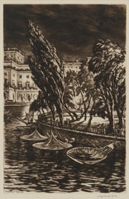 Muirhead Bone (1876-1953), "Windy Night, Stockholm," 1935