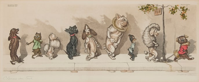 Boris O'Klein (1893-1985), "Chacun son Tour!" from the "Dirty Dogs of Paris" series