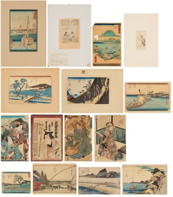A Study Collection of 15 Japanese Woodcuts by Various Artists