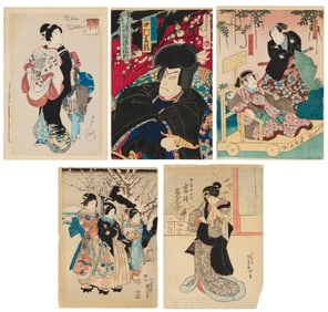 Five Japanese woodcuts by various artists
