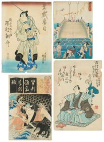 Three works by Utagawa Kunisada (Toyokuni III) (1786-1865), and one work by an Edo Period artist