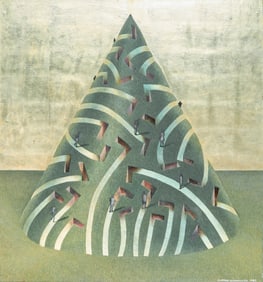 Clifford Goodenough (20th/21st Century), Geometric abstraction with people walking, 1983