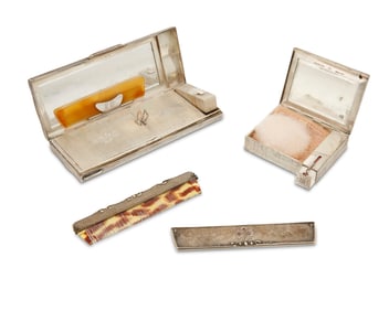An Italian silver vanity set