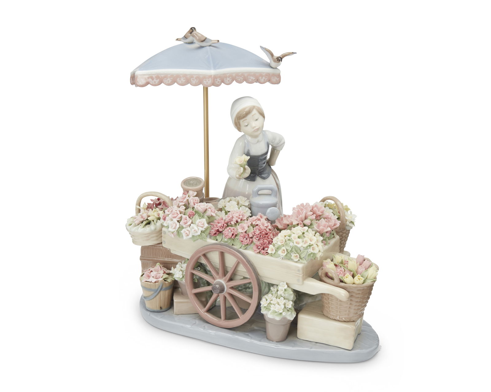 A Lladro porcelain 'Flowers of the Season' figurine: A Lladro porcelain 'Flowers of the Season' figurine1984Incised with artist's cipher [conjoined JP]; impressed: 1454; with blue inked stamp: [logo] / Lladro Trademark / Hand made in Spain / © Daisa /