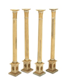 Four Neoclassical carved wood columns
