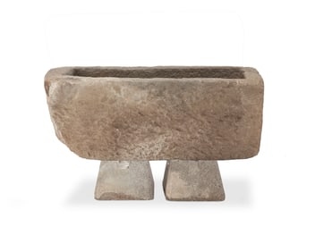 A stone garden planter