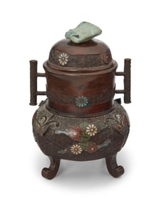 An archaistic champleve and bronze censer
