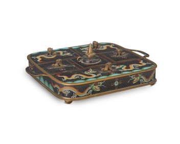 A Chinese cloisonne smoking set