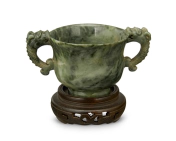 A Chinese carved nephrite cup