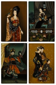 A Group of four 20th century Chinese reverse paintings on glass