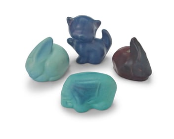 Four Van Briggle pottery animal figures
