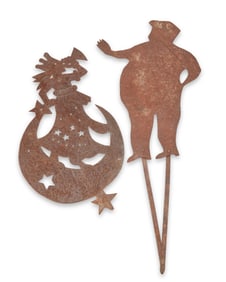 Two Folk Art iron garden ornaments